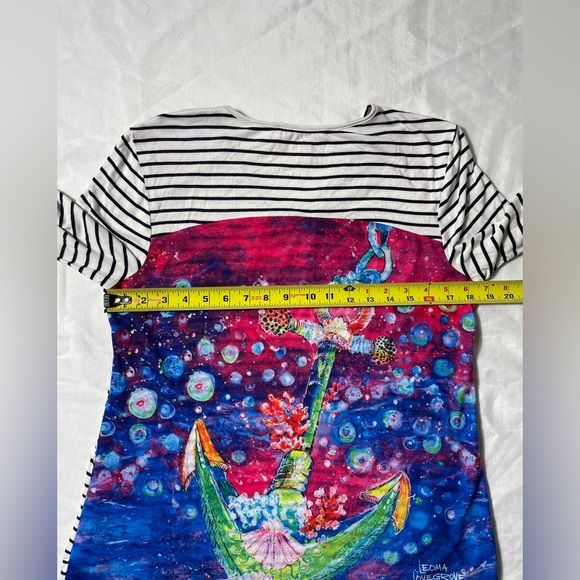 Leoma Lovegrove art to wear anchor mulitcolored long sleeve top size PM - Picture 3 of 7